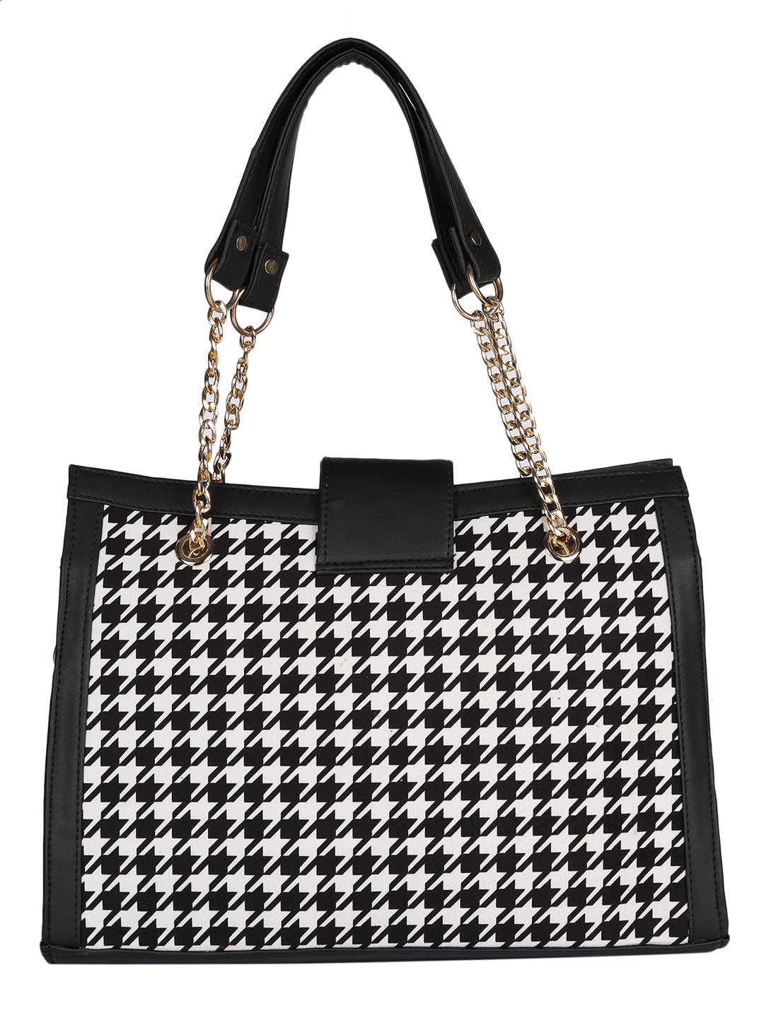 MINI WESST Black And White Textured Tote Bag(MWTB088MH)