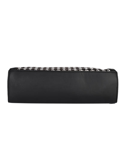 MINI WESST Black And White Textured Tote Bag(MWTB088MH)