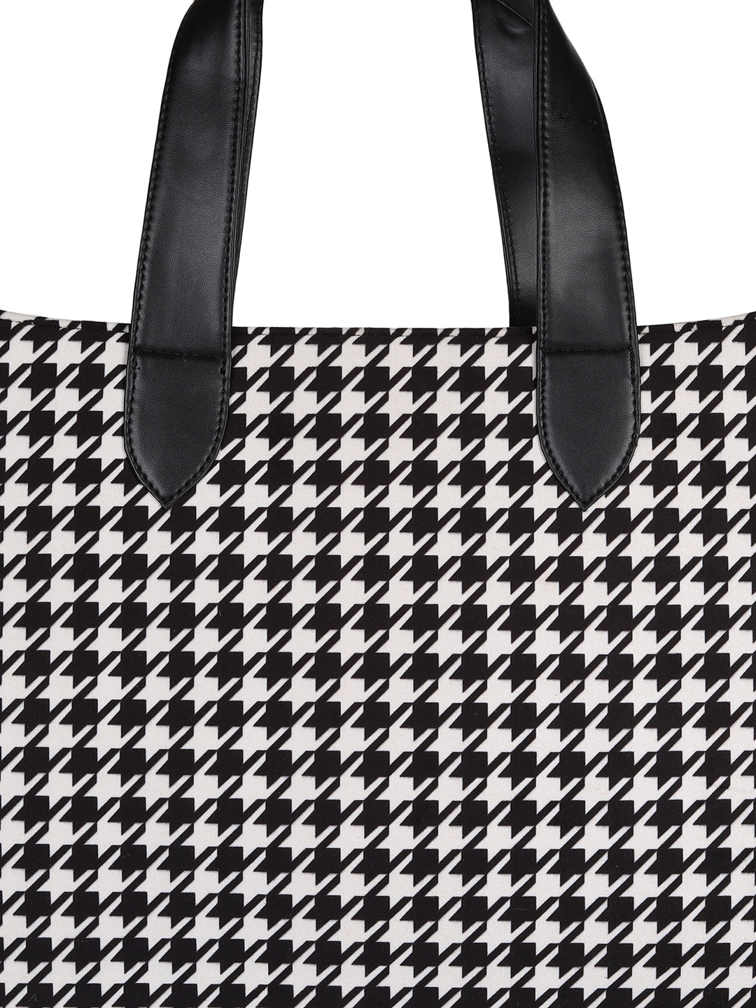 MINI WESST Black And White Textured Tote Bag(MWTB097MH)