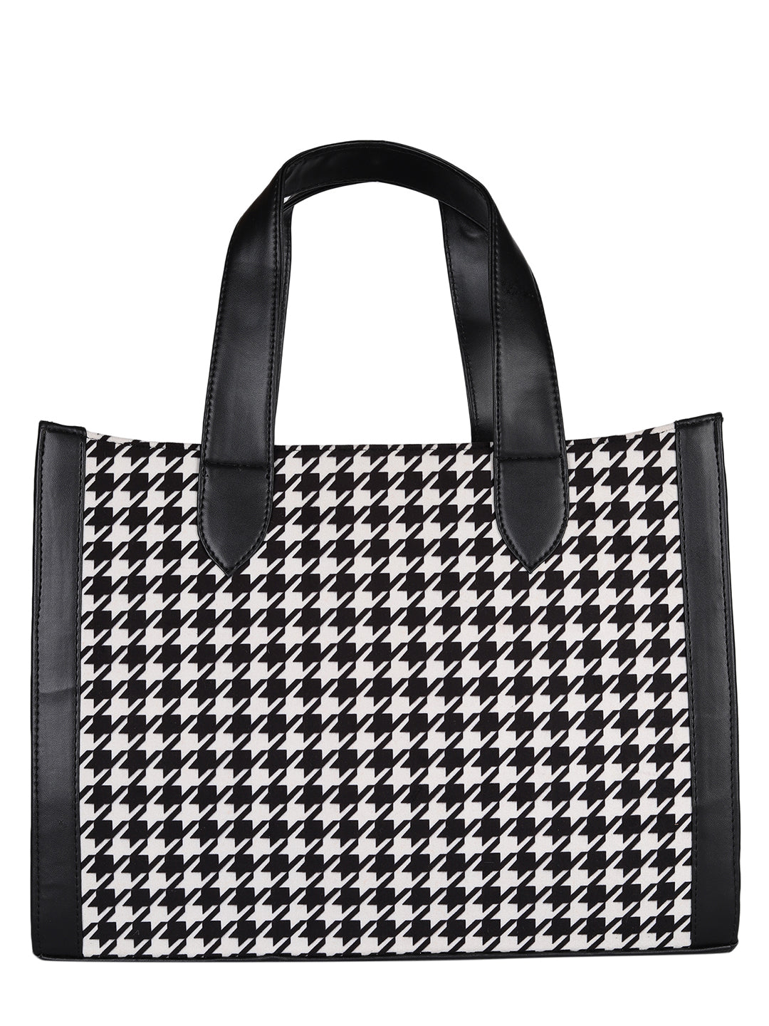 MINI WESST Black And White Textured Tote Bag(MWTB097MH)