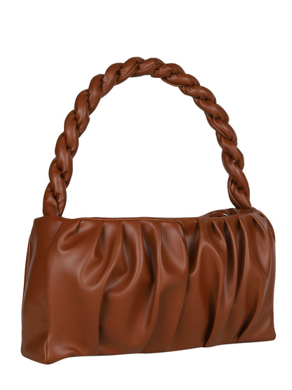 MINI WESST Brown Solid Handheld Bag(MWHB209BR)