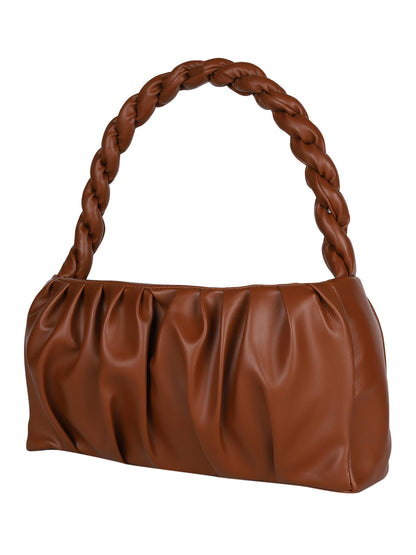 MINI WESST Brown Solid Handheld Bag(MWHB209BR)
