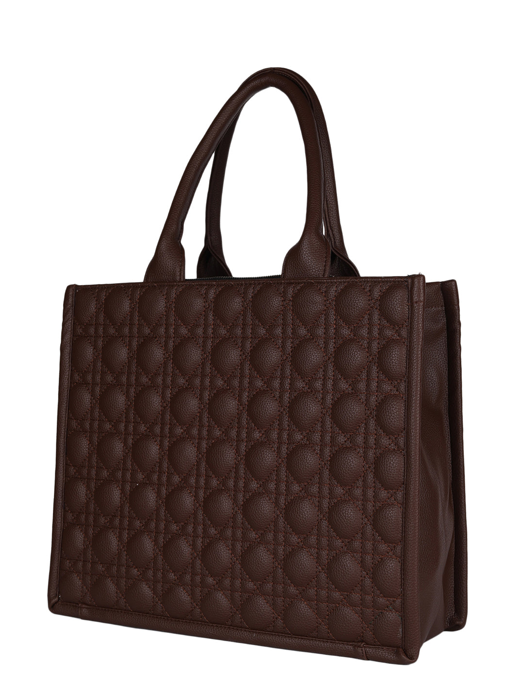 MINI WESST Brown Textured Tote Bag(MWTB098BR)