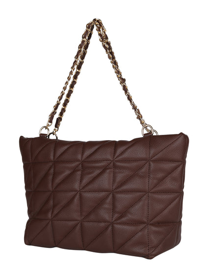 MINI WESST Brown Solid Tote Bag(MWTB099BR)