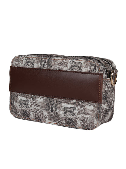 MINI WESST Brown Graphic Sling Bag(MWHB218PR)