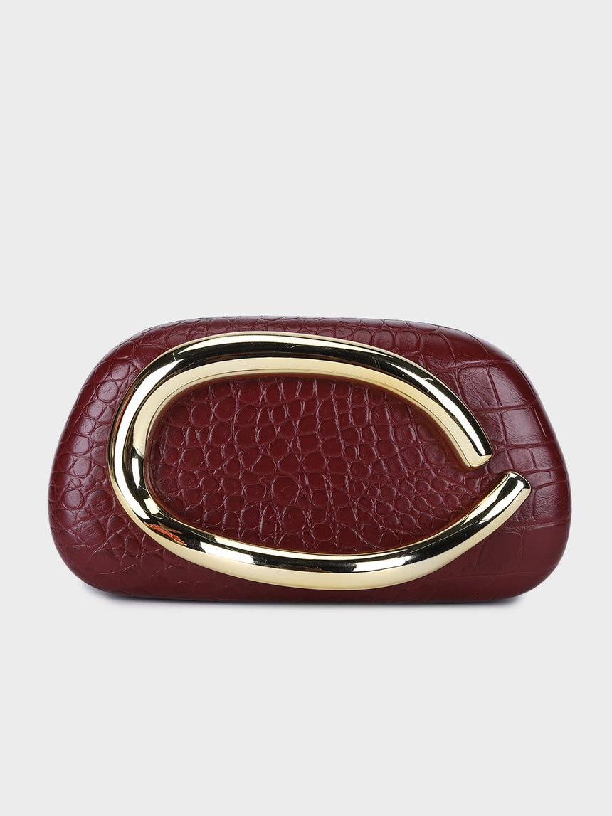 Cleo Maroon Clutch
