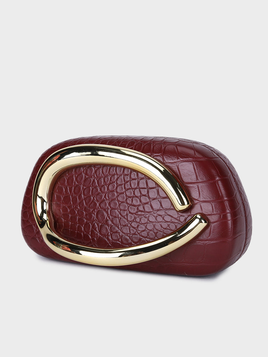Cleo Maroon Clutch