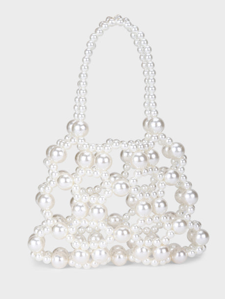Pearl Handheld White Clutch