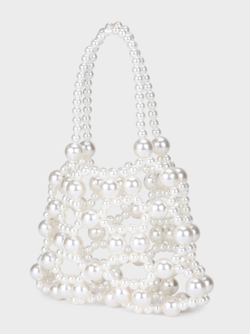 Pearl Handheld White Clutch