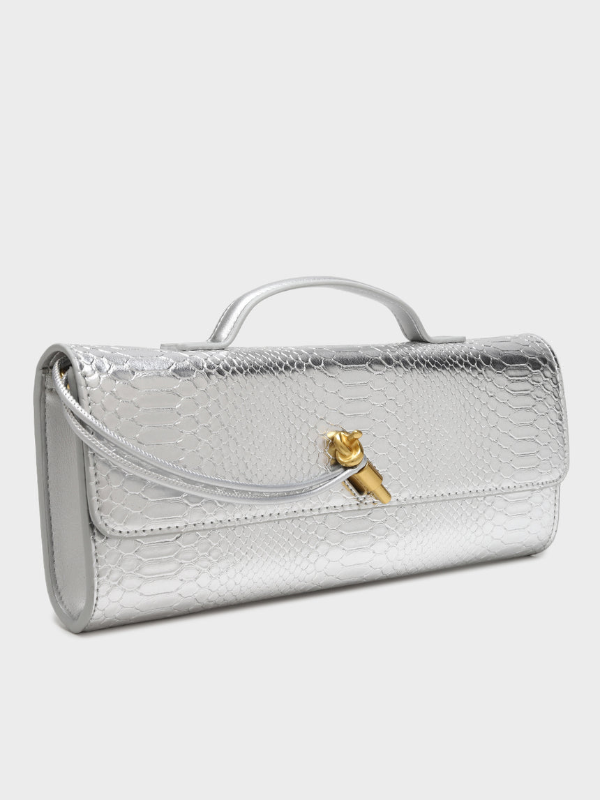 Elena Silver Clutch