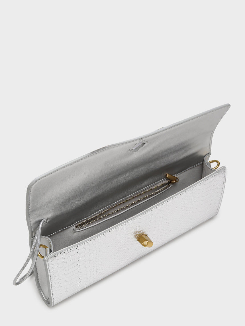 Elena Silver Clutch