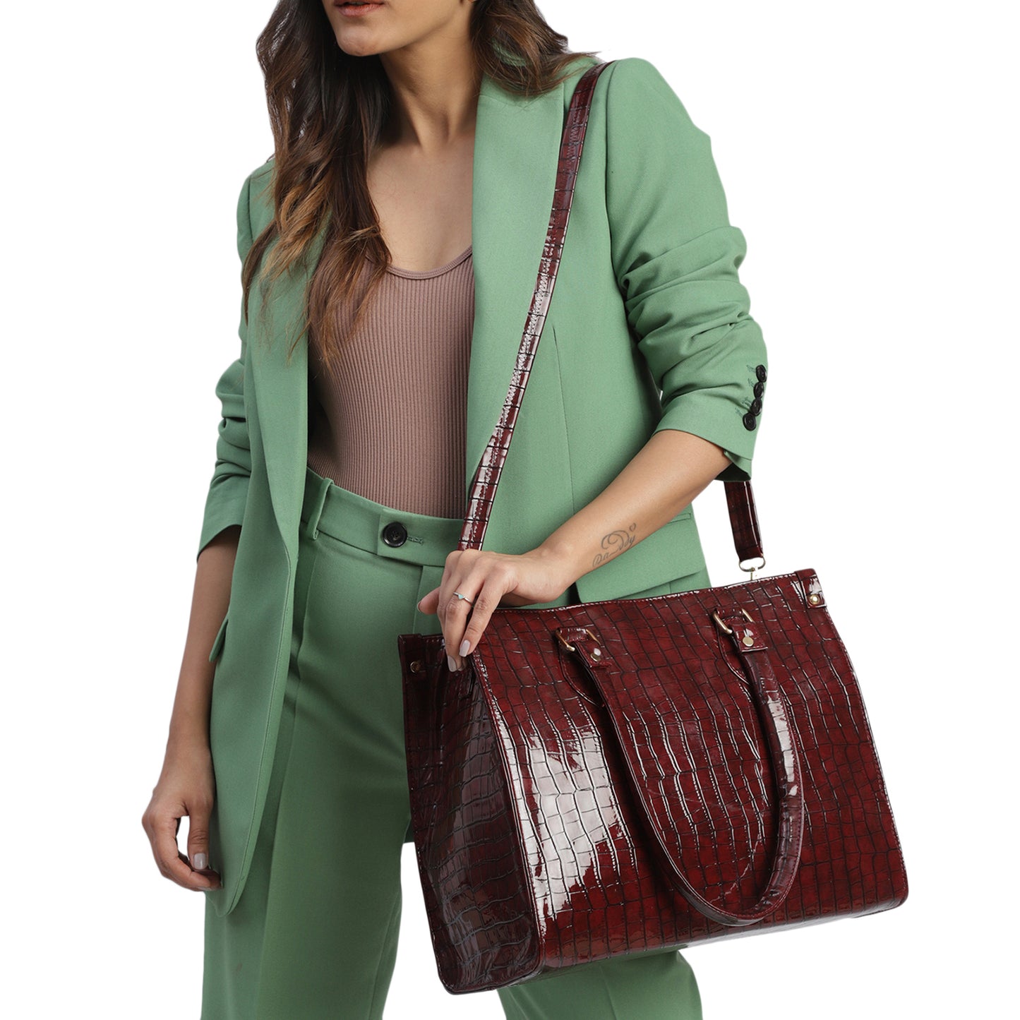 MINI WESST Women's Maroon Tote bags(MWTB010MR)