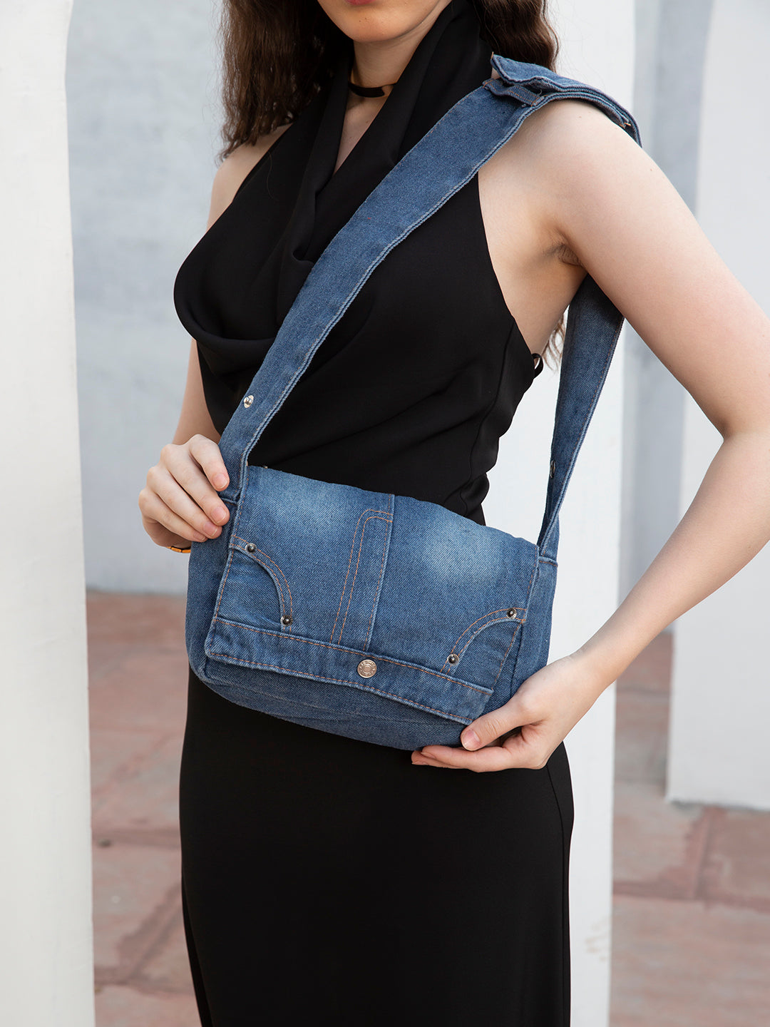 Denim Pocket Sling Bag