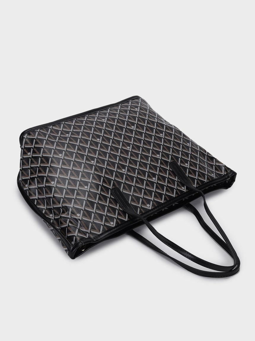 Yara Black Tote Bag With Pouch