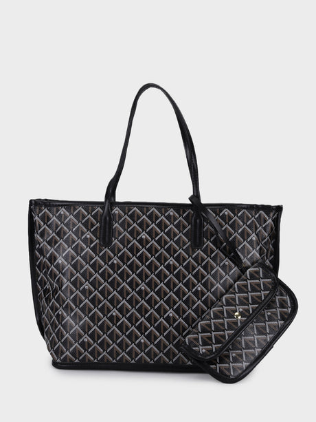 Yara Black Tote Bag With Pouch