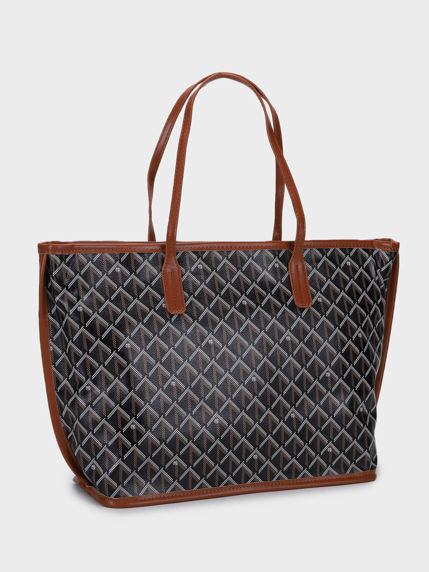 Yara Brown Tote Bag With Pouch