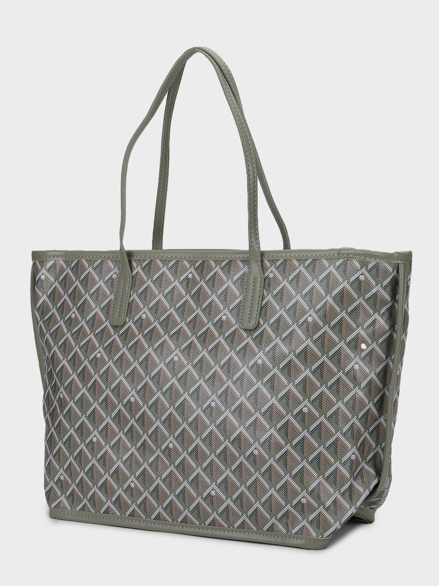Yara Grey Tote Bag With Pouch
