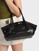 Hana Black Croco Totebag