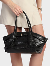 Hana Black Croco Totebag