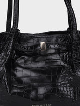 Hana Black Croco Totebag