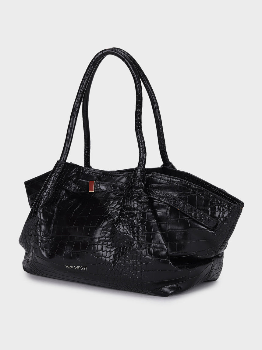 Hana Black Croco Totebag