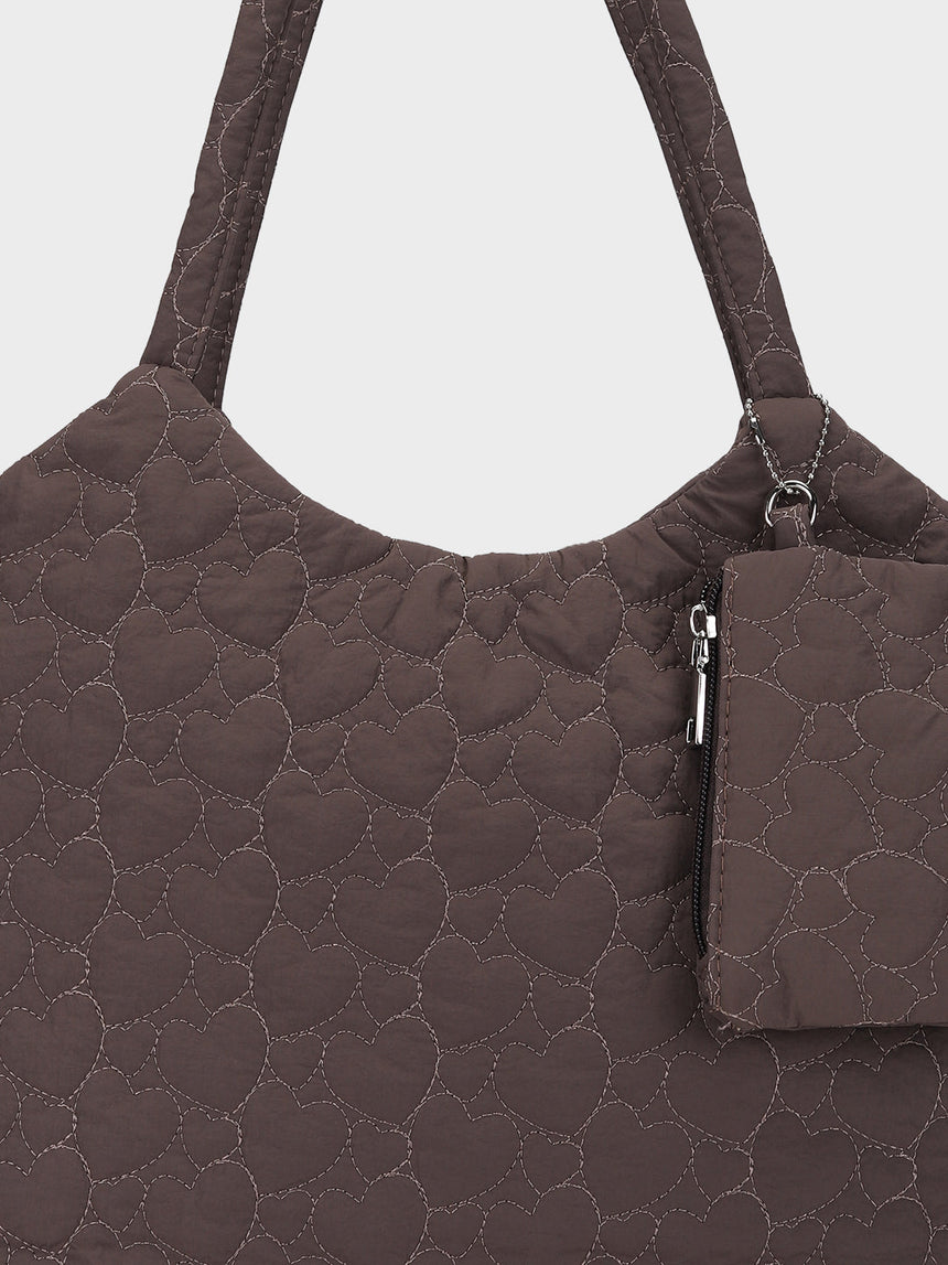 Hearts Dark Grey Dora Totebag With Pouch