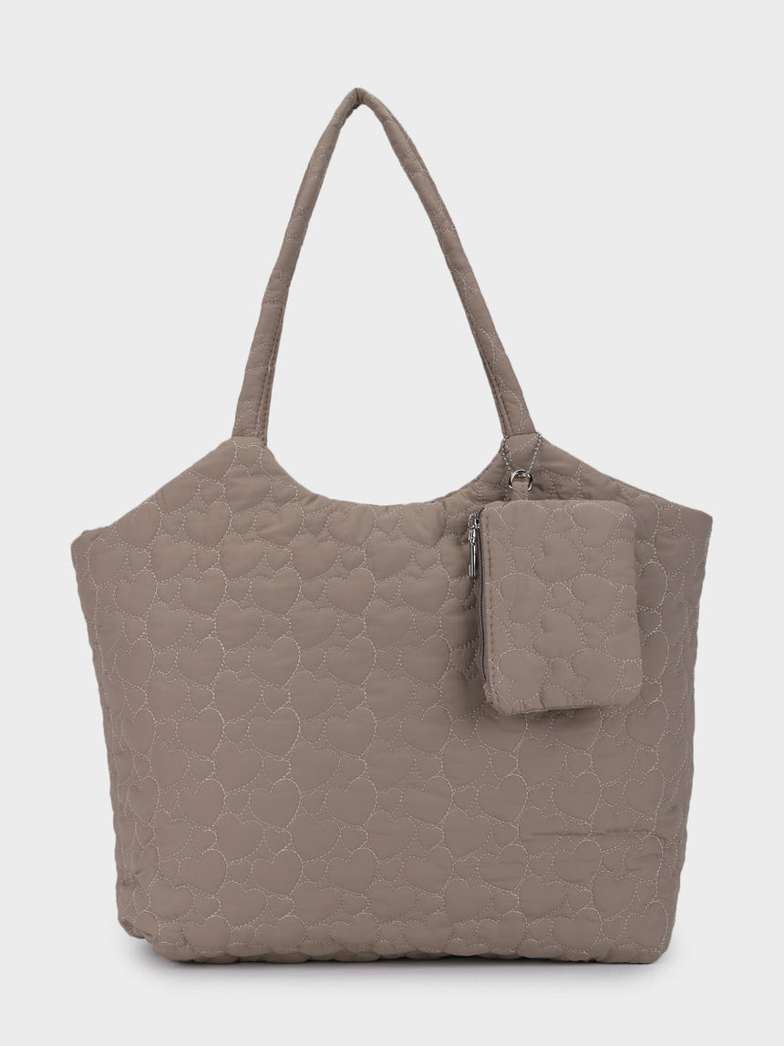 Hearts Beige Dora Totebag With Pouch