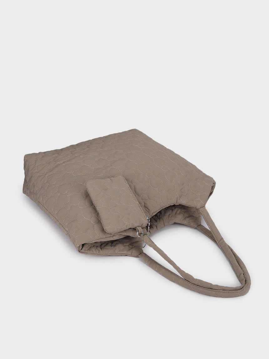 Hearts Beige Dora Totebag With Pouch