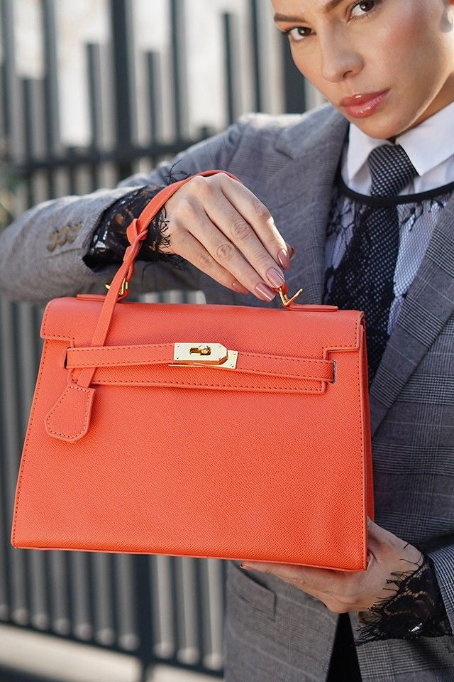 Sharon Orange Birk Handbag