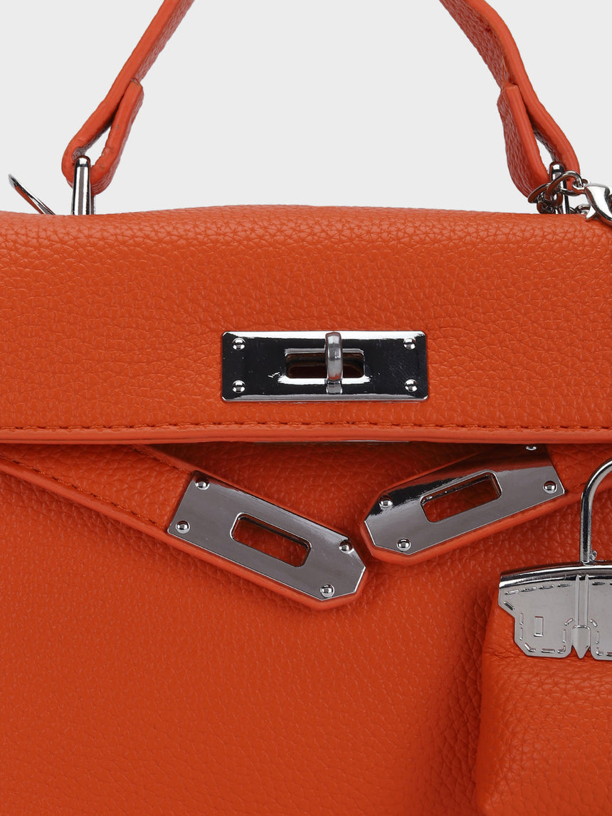 Luna Orange Birk Sling Bag With Charm