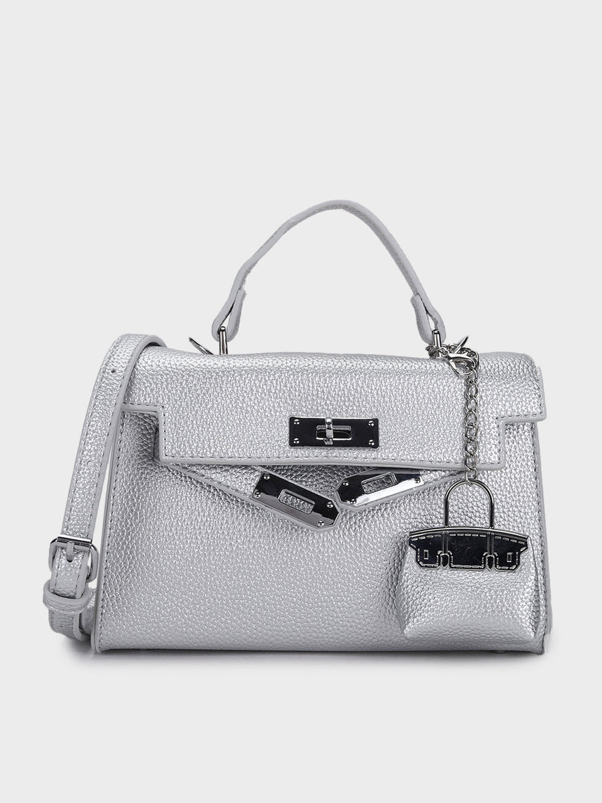 Luna Silver Birk Sling Bag With Charm