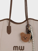 Mw Teds Off-White Tote Bag With Charm