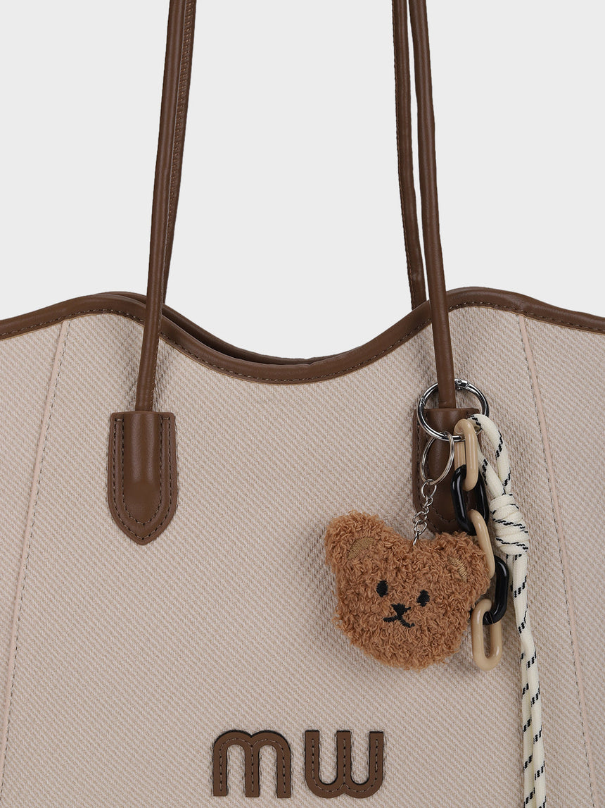 Mw Teds Off-White Tote Bag With Charm