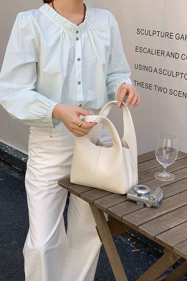 Hilary White Bucket Sling Bag