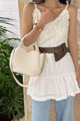 Tulip White Bucket Handbag
