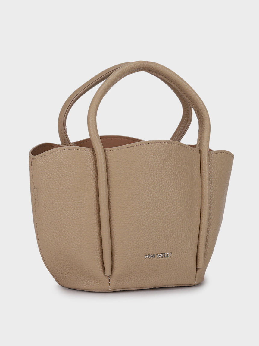 Barbara Beige Bucket Handbag