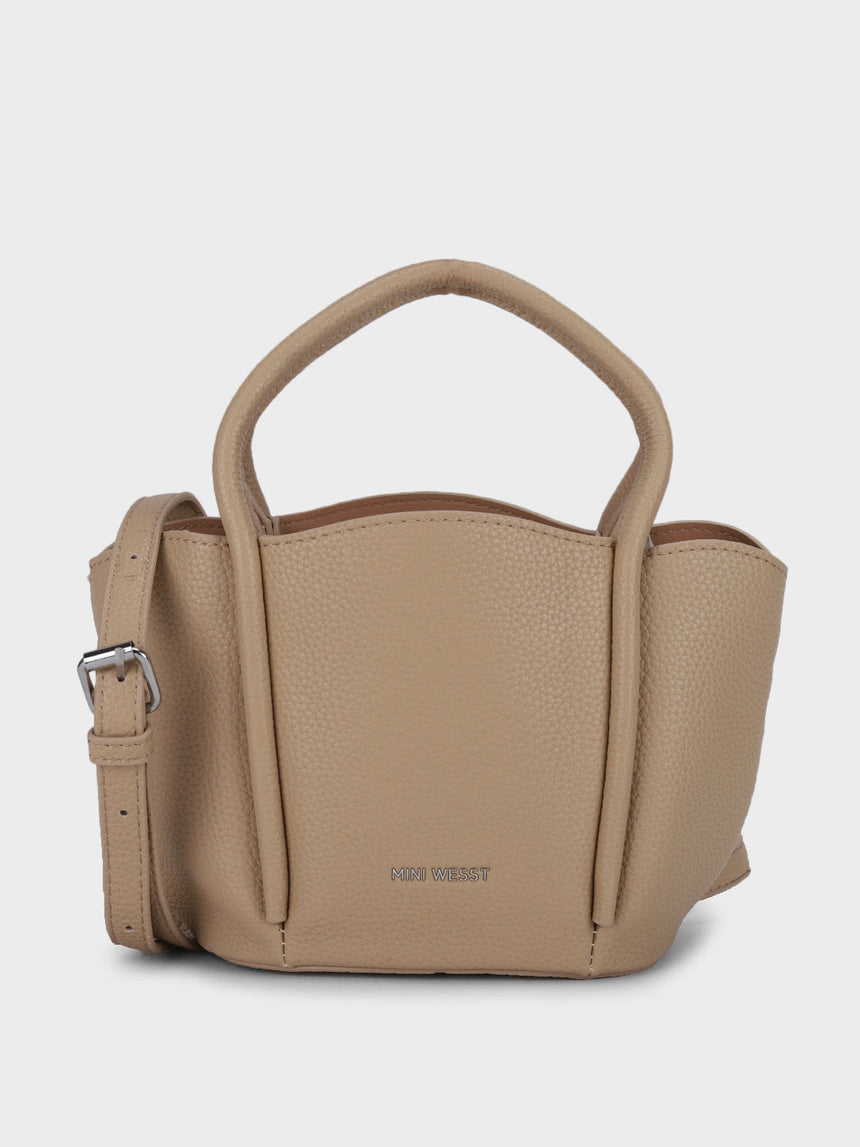 Barbara Beige Bucket Handbag