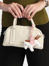 Nora White Sling Bag With Charm