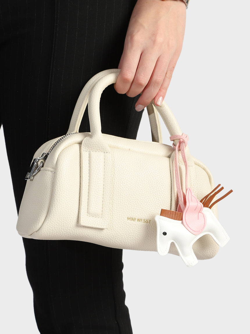 Nora White Sling Bag With Charm