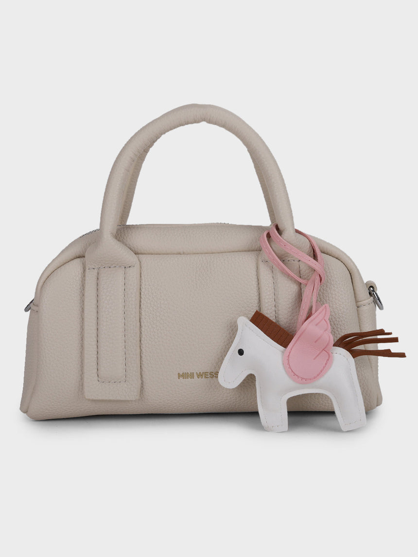 Nora White Sling Bag With Charm