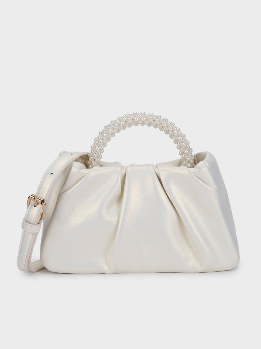 Esther White Pearl Handheld Clutch