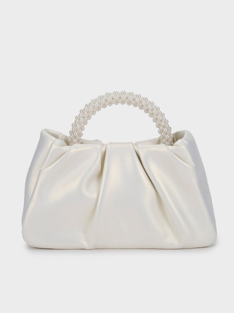 Esther White Pearl Handheld Clutch