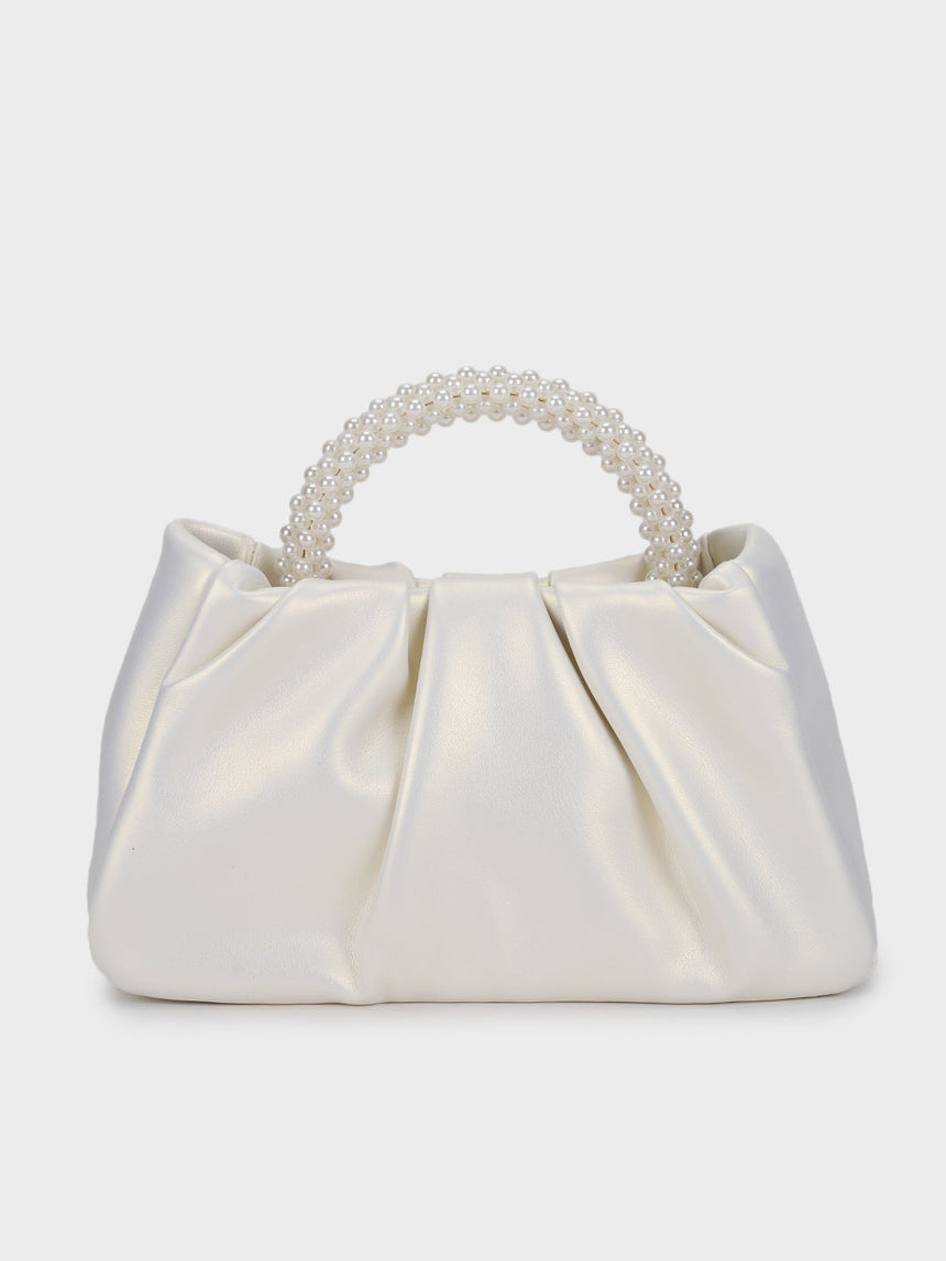 Esther White Pearl Handheld Clutch