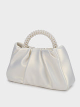 Esther White Pearl Handheld Clutch