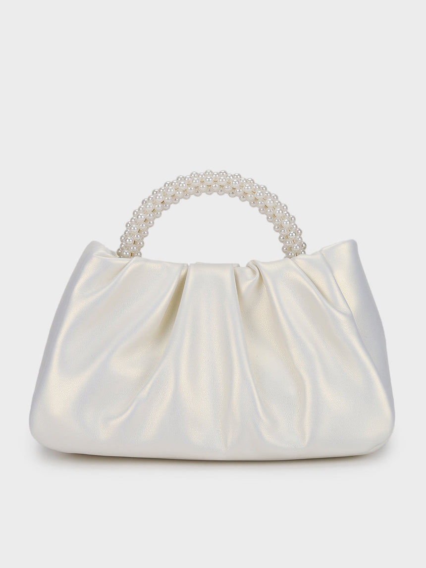 Esther White Pearl Handheld Clutch