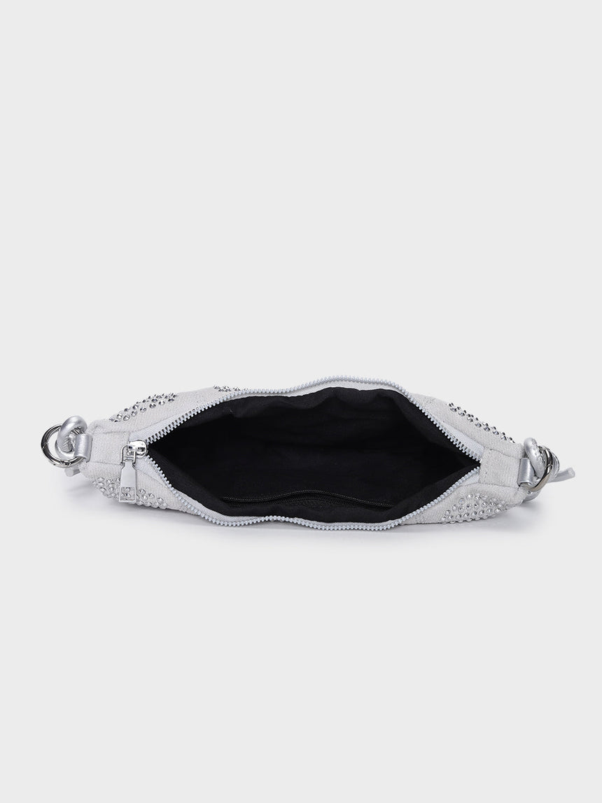Ellen Silver Rhinestone Clutch