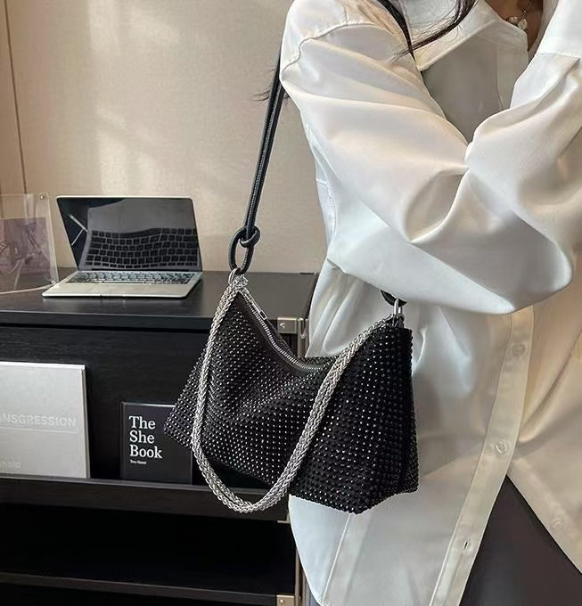 Audrey Black Rhinestone Clutch