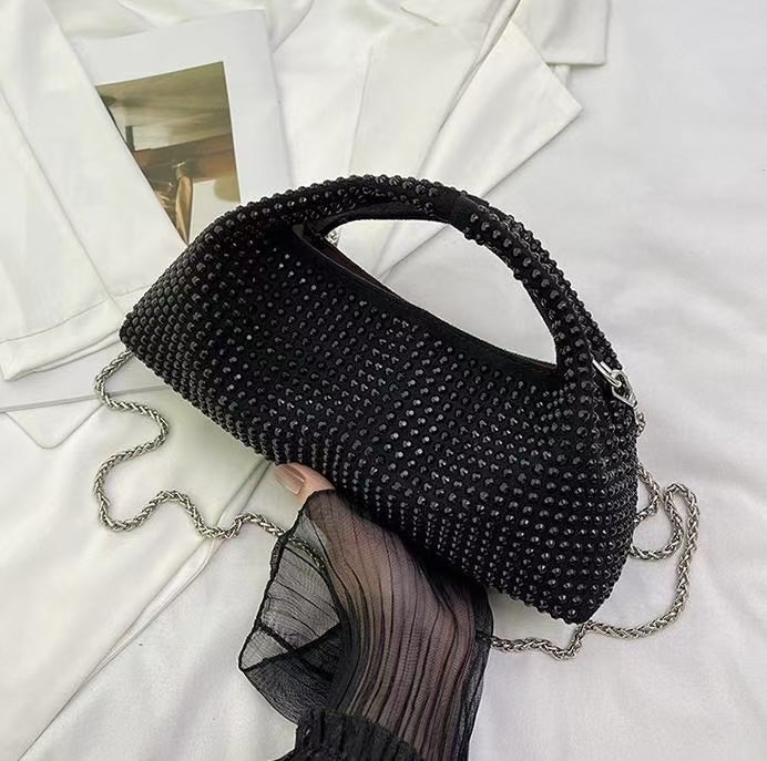 Christina Black Rhinestone Clutch