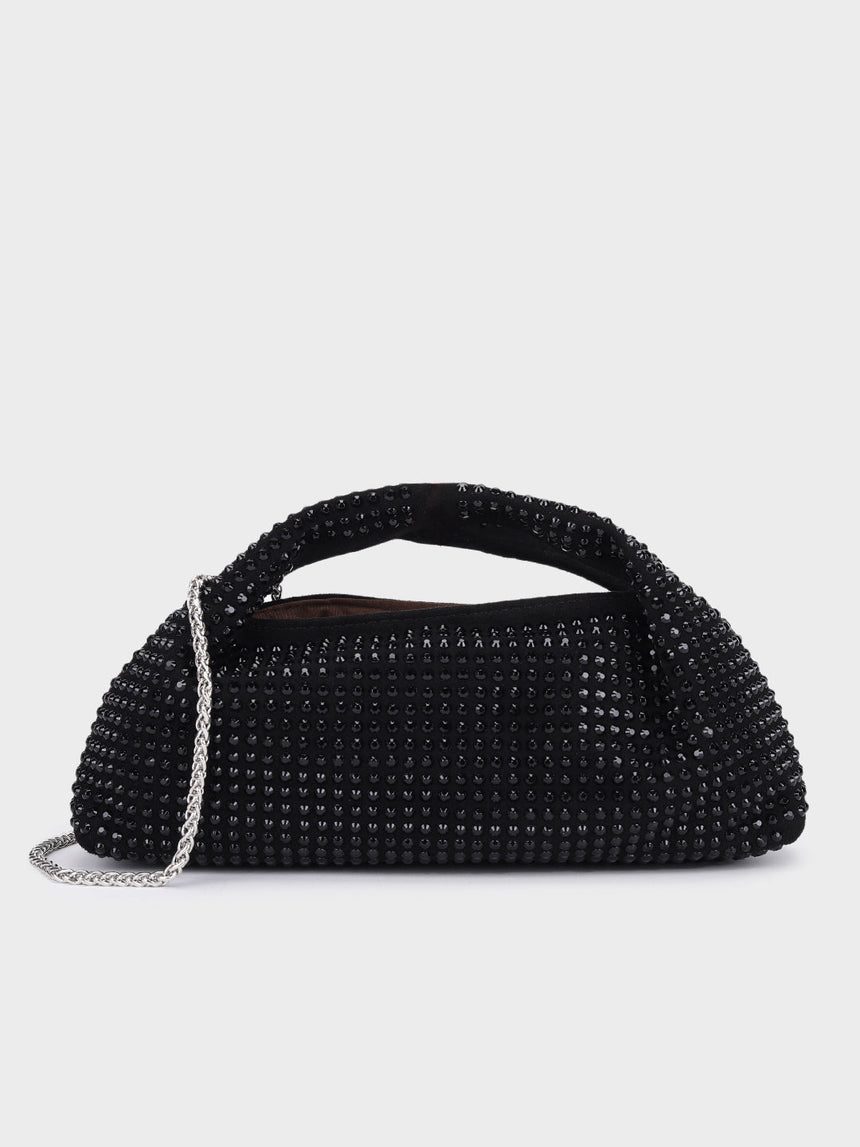 Christina Black Rhinestone Clutch
