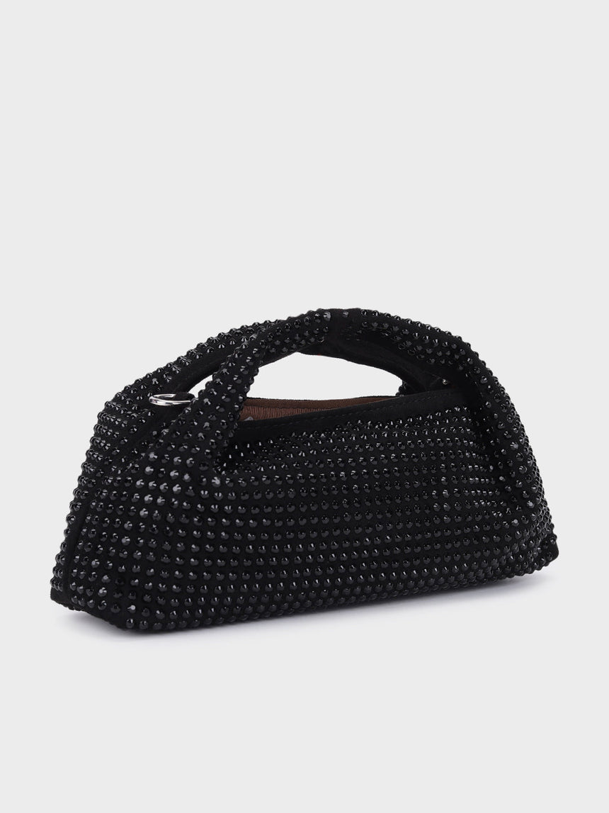 Christina Black Rhinestone Clutch